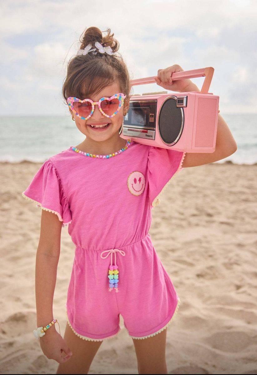 Lola & The Boys Pink Gems Emoji Romper