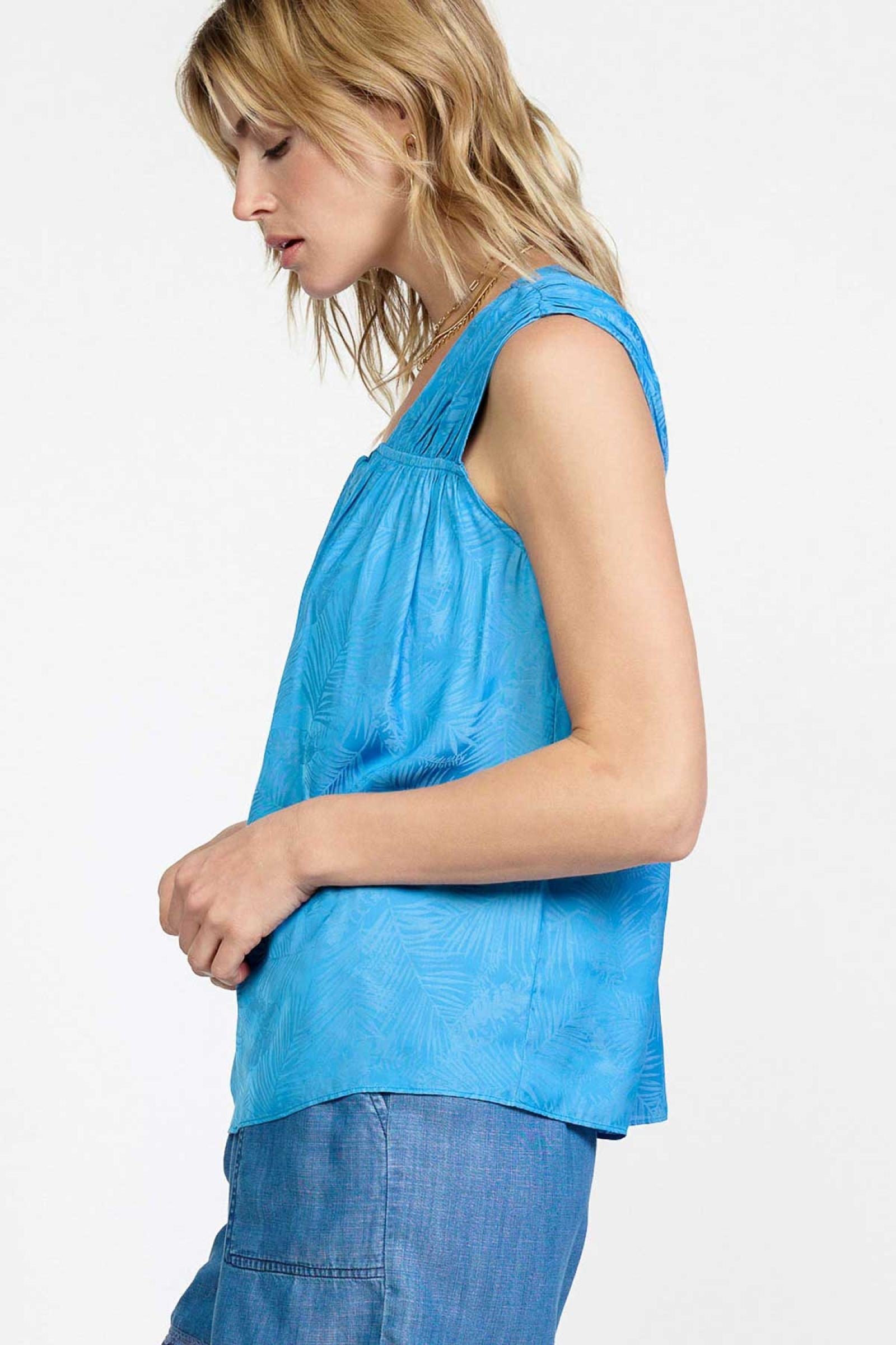 Current Air Split V Neck Short Sleeve Blouse