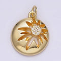 14K Gold Filled Celestial Sun Star Micro Paved Cz Open Round Charm