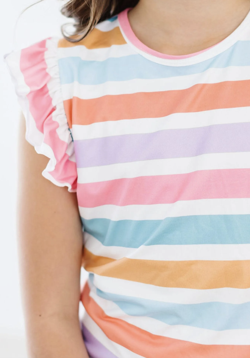Mila & Rose Spring Stripes Ruffle Tee