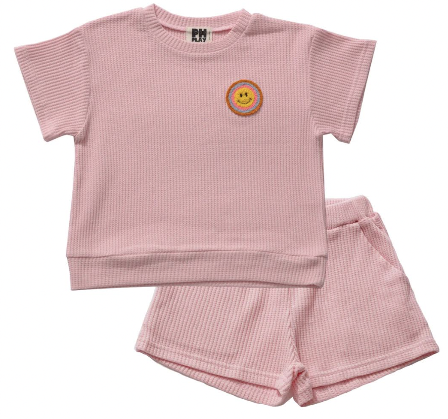 Petite Hailey Smile Waffle Set in Pink
