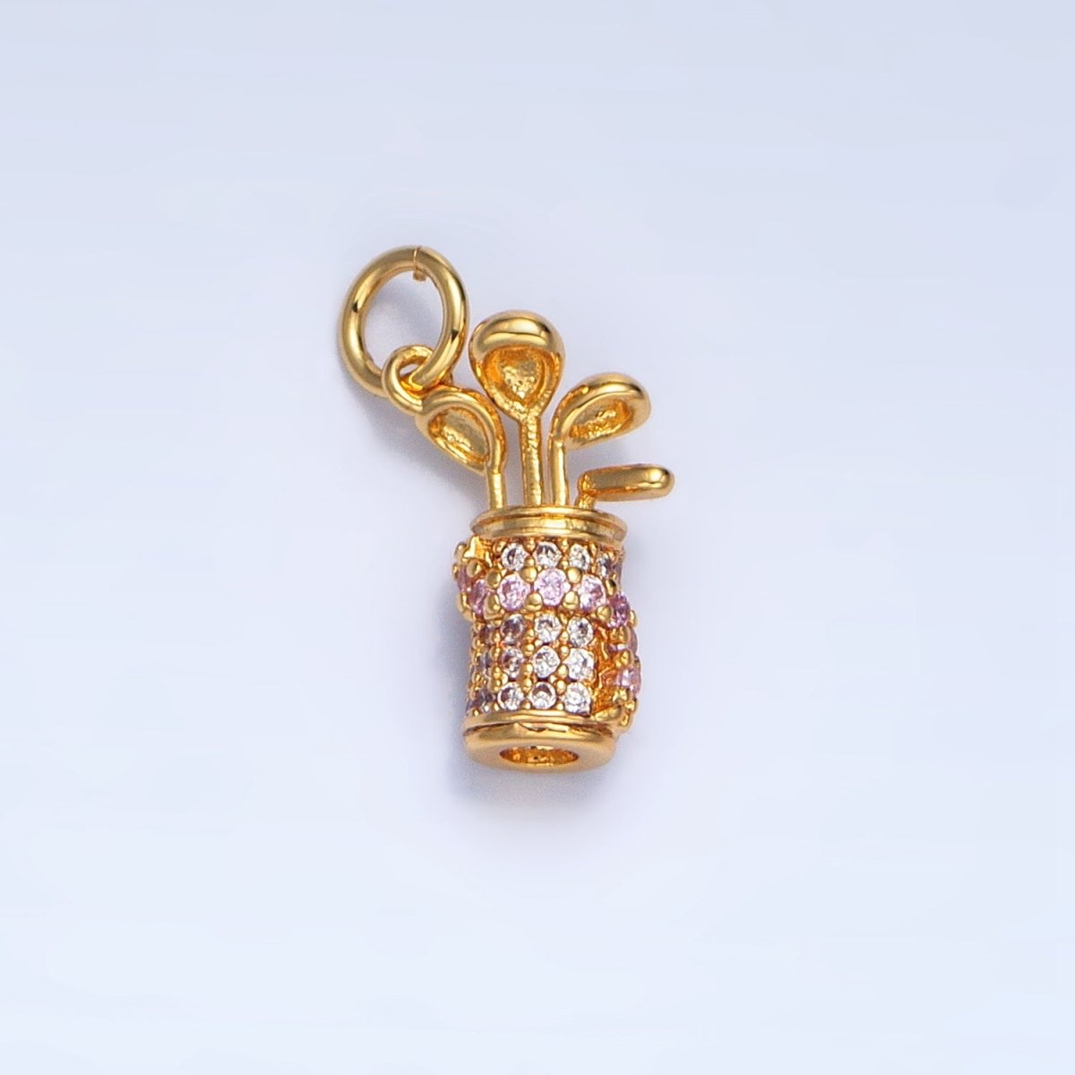 24K Gold Filled Micro Paved Cz Golf Club Sports Charm in Gold