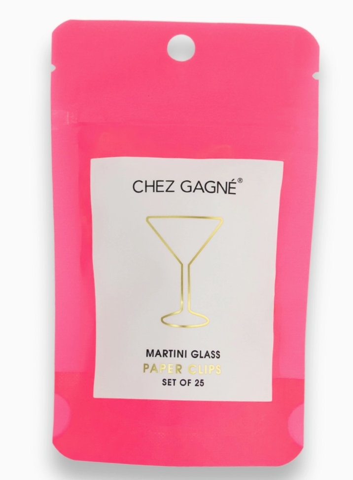 Chez Gagne Martini Glass - Unique Gold Plated Paper Clips - Pack of 25