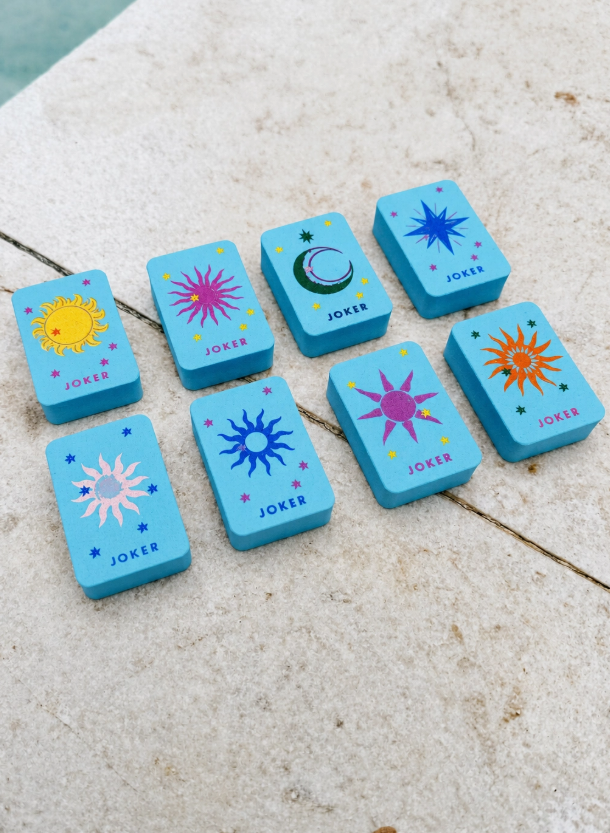 Girl Tribe - Floating Mahjong Tiles in Bright Blue For the Pool