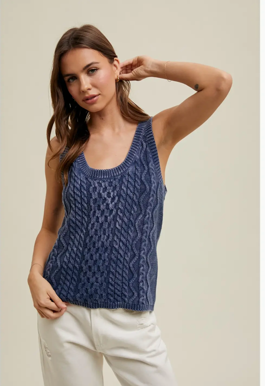 Wishlist Washed Cable Knit Sweater Tank