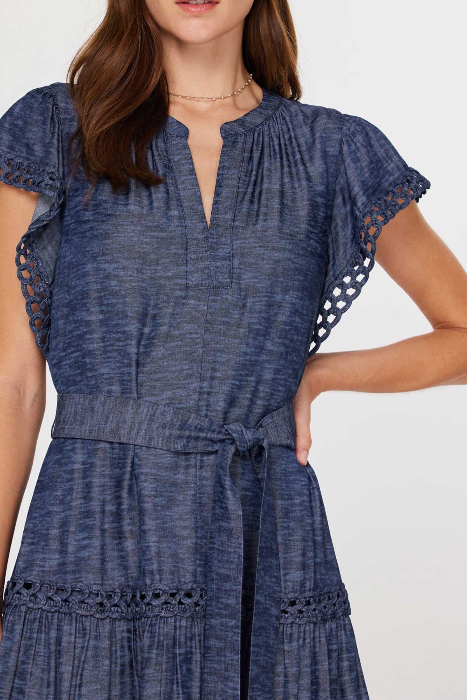 Current Air Mandarin Collar Mini Dress