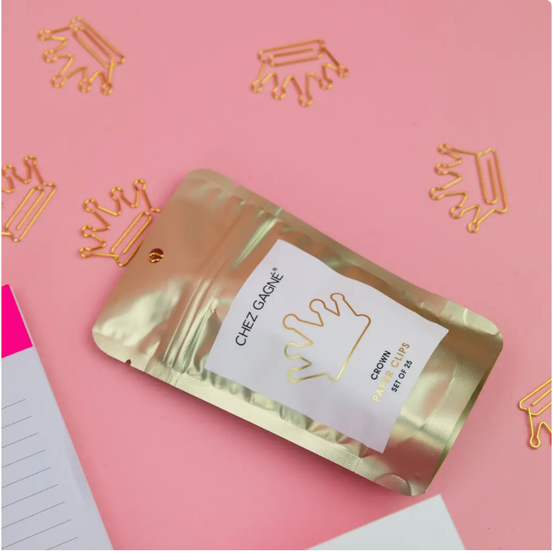 Chez Gagne- Crown - Unique Gold Plated Paper Clips - Pack of 25