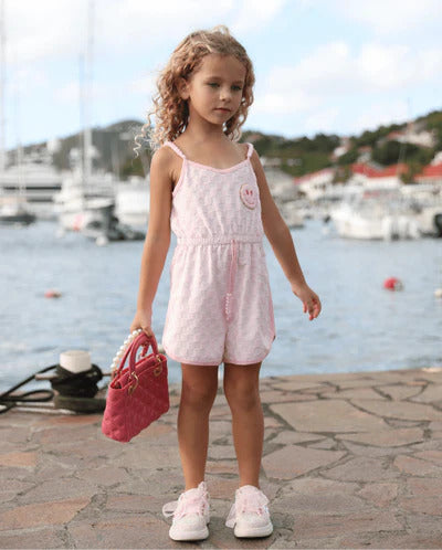 Lola & The Boys Checkered Emoji Romper