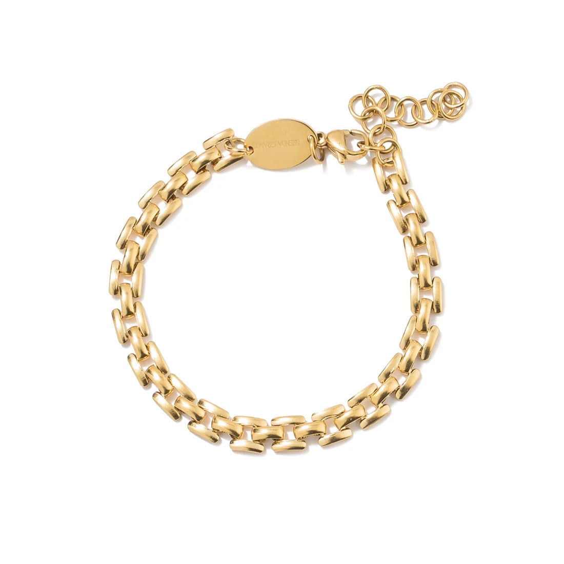 Brenda Grands Waterproof Gold Squared Chain Bracelet