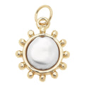 Mother of Pearl Coin Charm in Shiny Gold