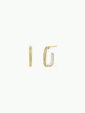 Jax Kelly White Enamel Large Rectangle Gold Hoop Earrings