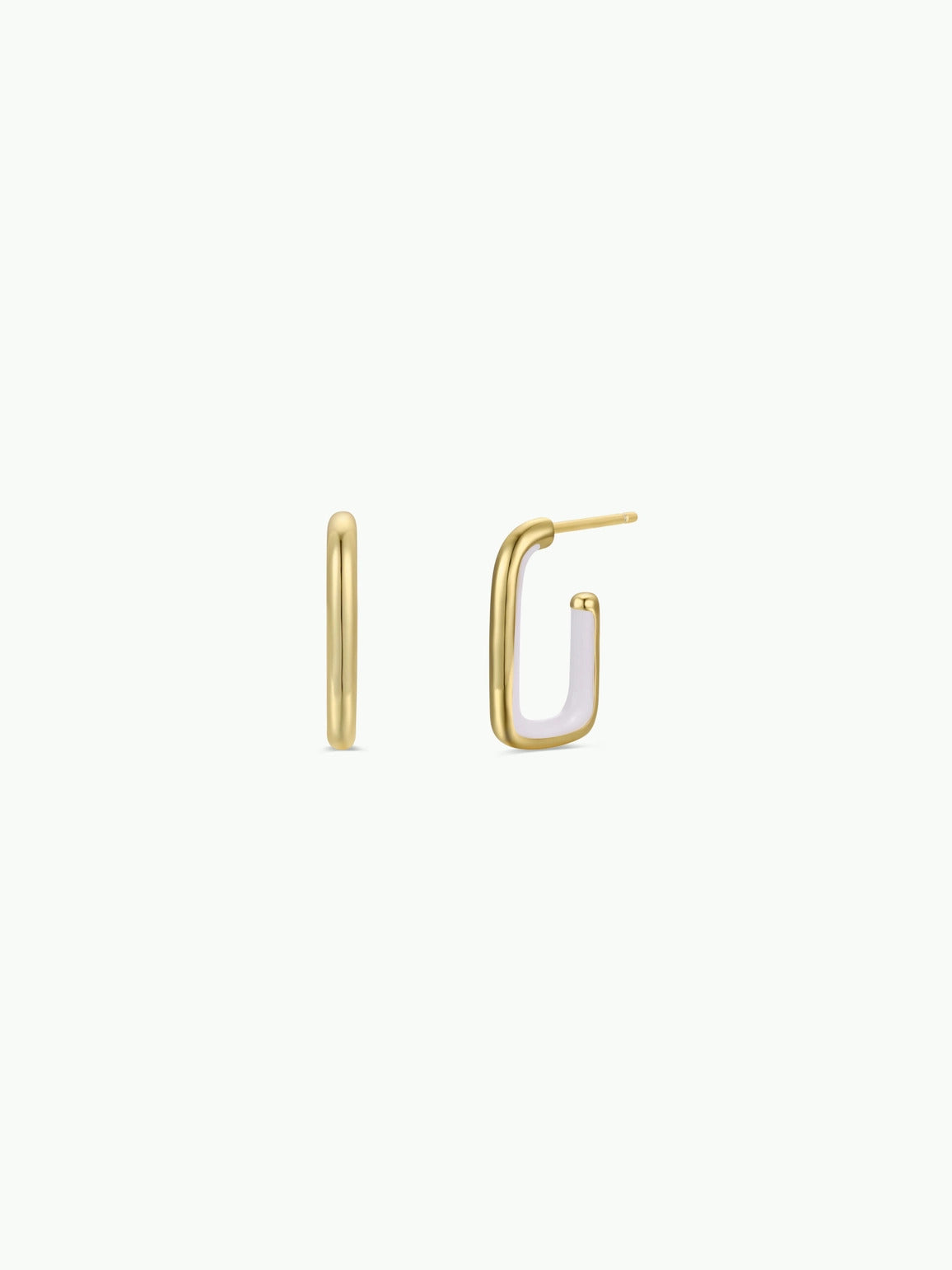 Jax Kelly White Enamel Large Rectangle Gold Hoop Earrings