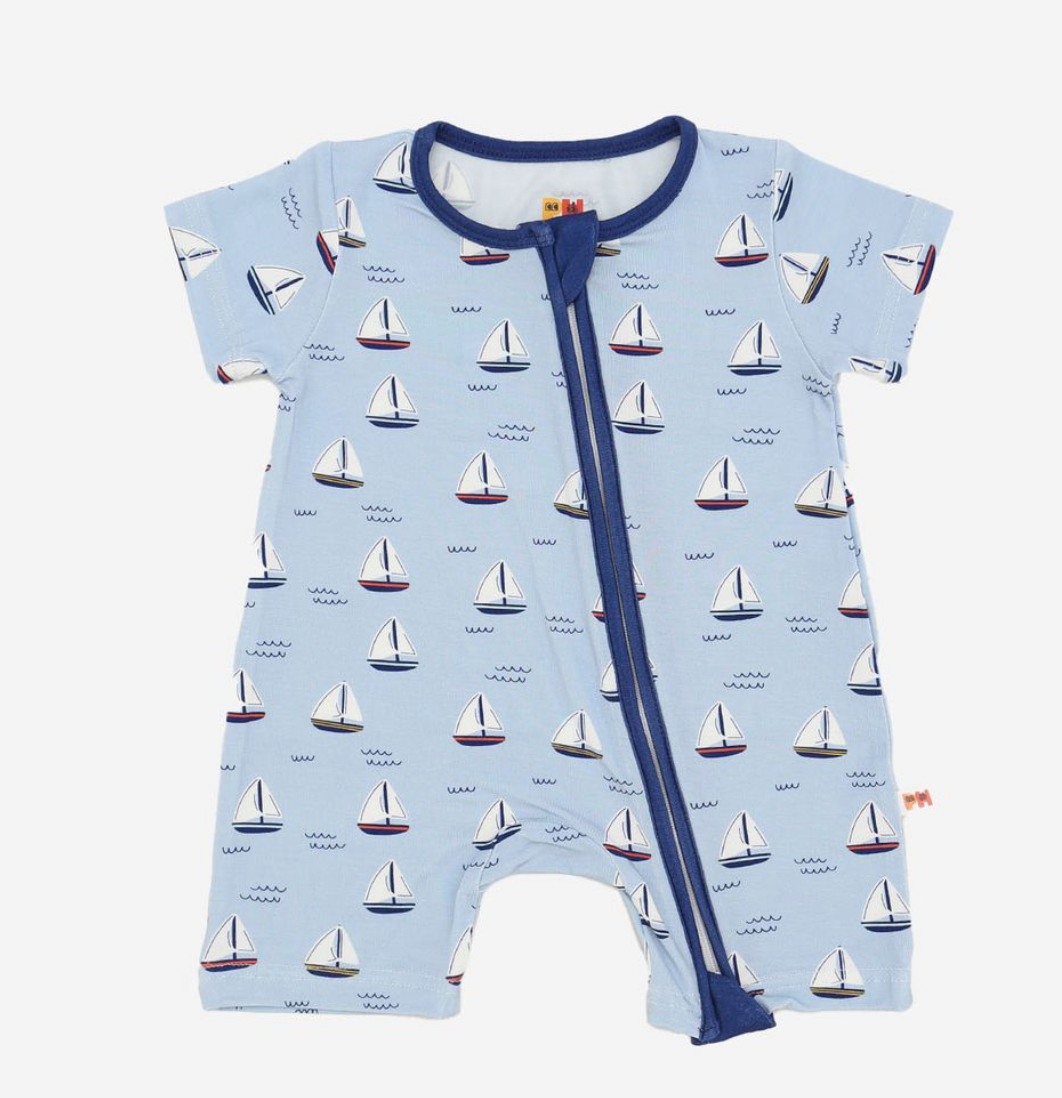 Petite Hailey Bamboo Sailboat Zipper Romper