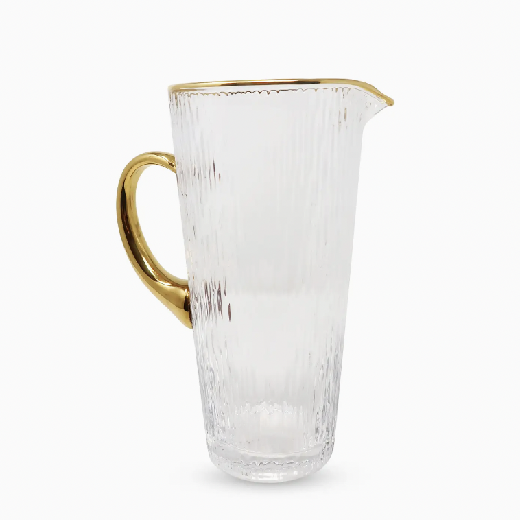 Vivience Clear Pitcher with Gold Handle & Rim