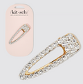 Kitsch - Metal Rhinestone Large Open Shape Hair Clip 1pc - Gold