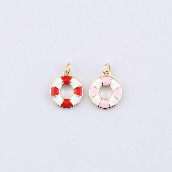 White Red Enamel Lifebuoy Charm