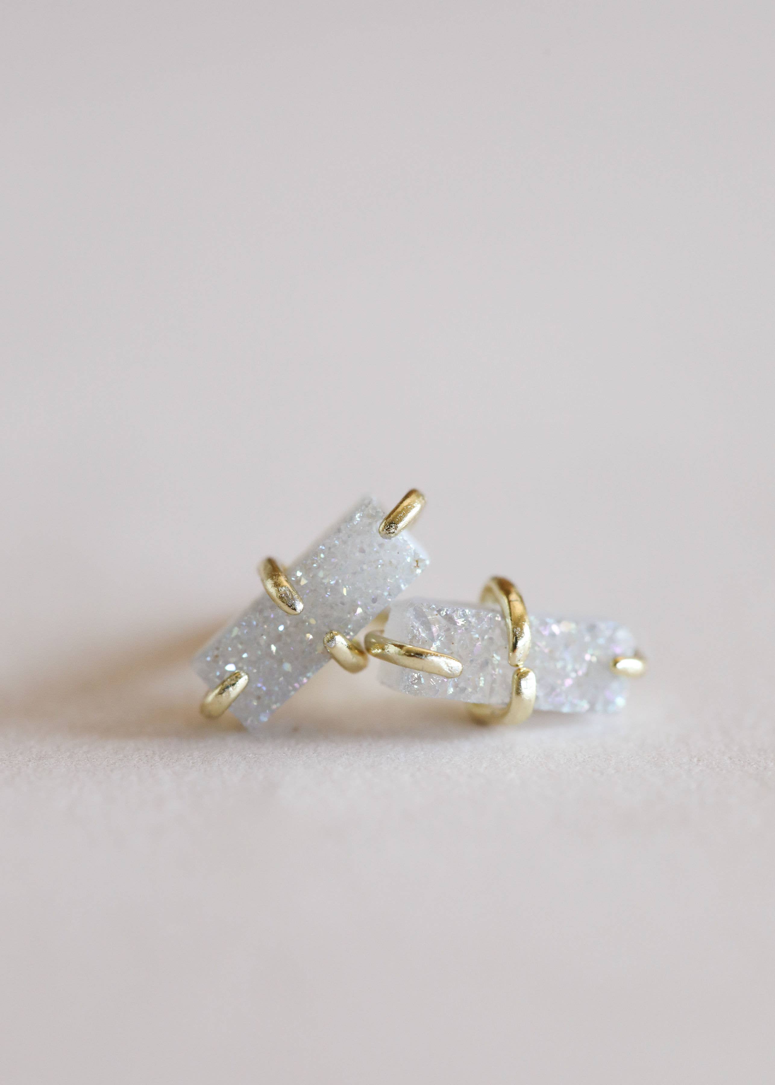 JaxKelly Druzy Bar Earring in White