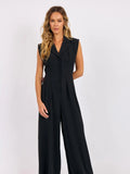 Nightcap Cut Out Back Wide Leg Jumpsuit in Black