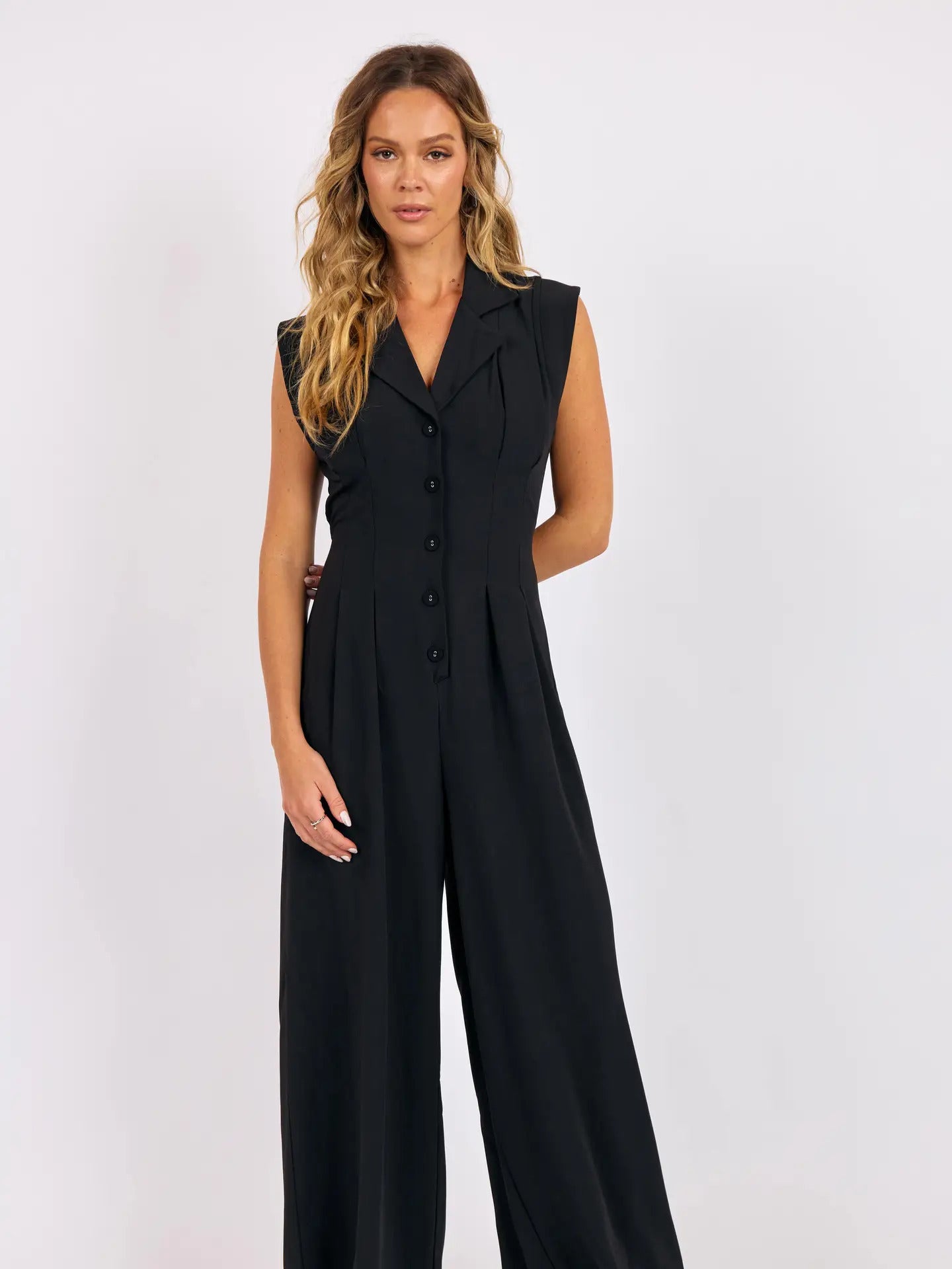 Nightcap Cut Out Back Wide Leg Jumpsuit in Black