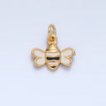 24K Gold Filled Mini Bumble Bee Insect Black White Enamel Charm