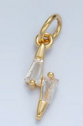 24K Gold Filled Mini Clear Cz Baguette Lightning Bolt Weather Charm