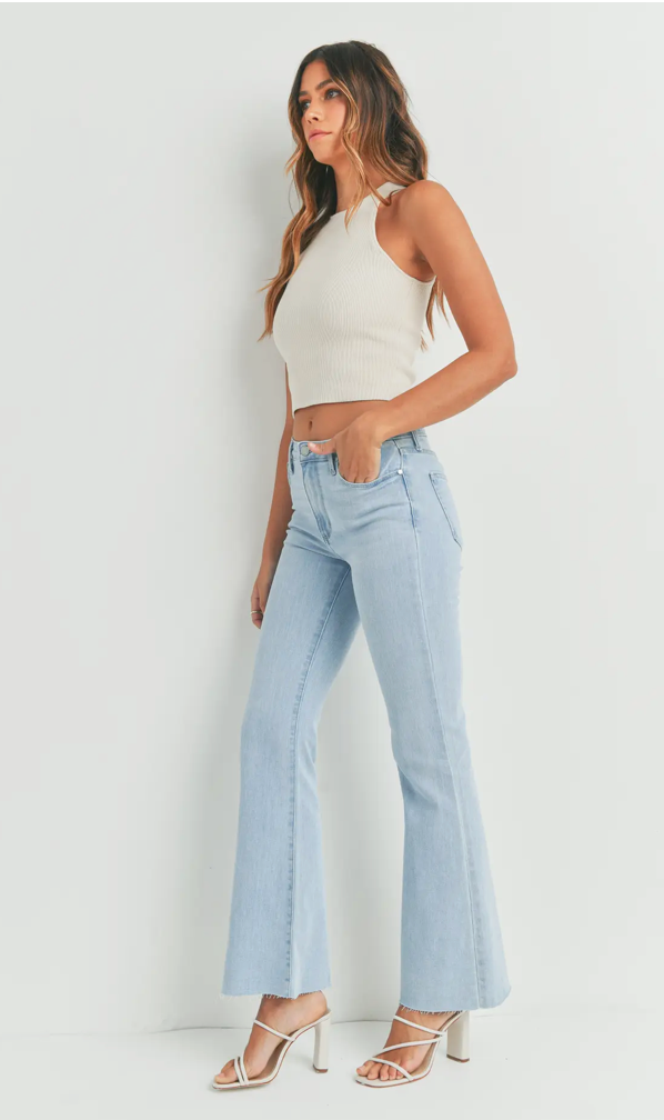 Just Black Denim Light High Rise Scissor Cut Flare