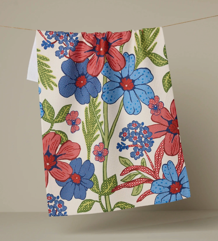 Geometry - Plaid Floral Tea Towel