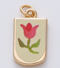 18K Gold Filled 19mm Red Tulip Flower Yellow Enamel Charm