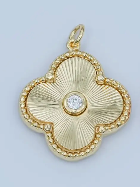 24K Gold Filled 20mm Cz Sunburst Flower Charm