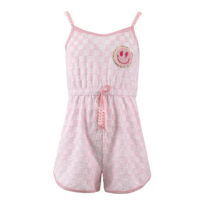 Lola & The Boys Checkered Emoji Romper