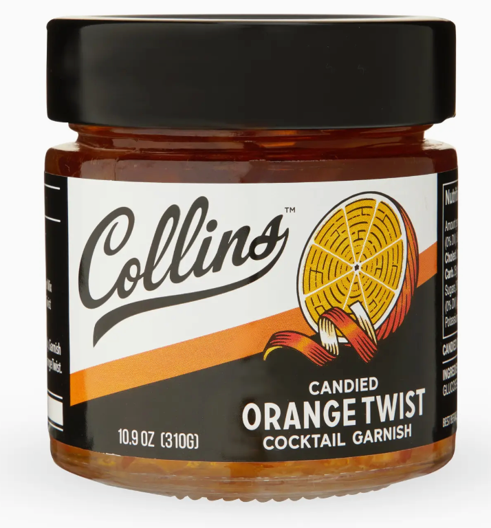 Collins Italian Candied Orange Peel Twist Cocktail Garnish 10.9 oz