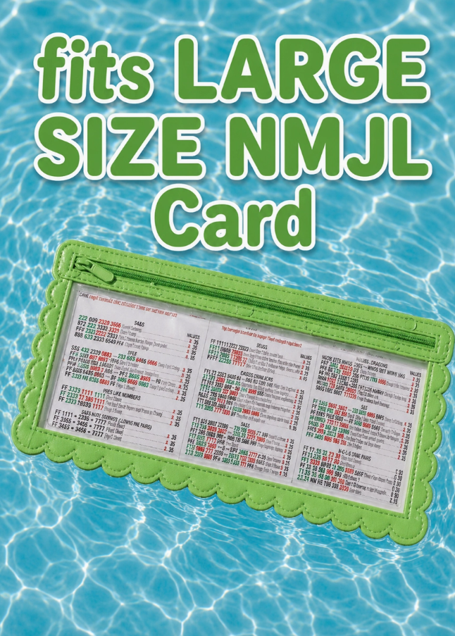 Girl Tribe - Splash-Proof Mahjong Card Holder For Pool Mahjong - Green Scallops Large Size