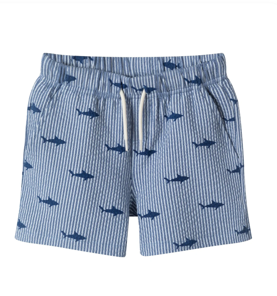 Boys Short Sleeve Cabana Set | Navy Stripe Shark