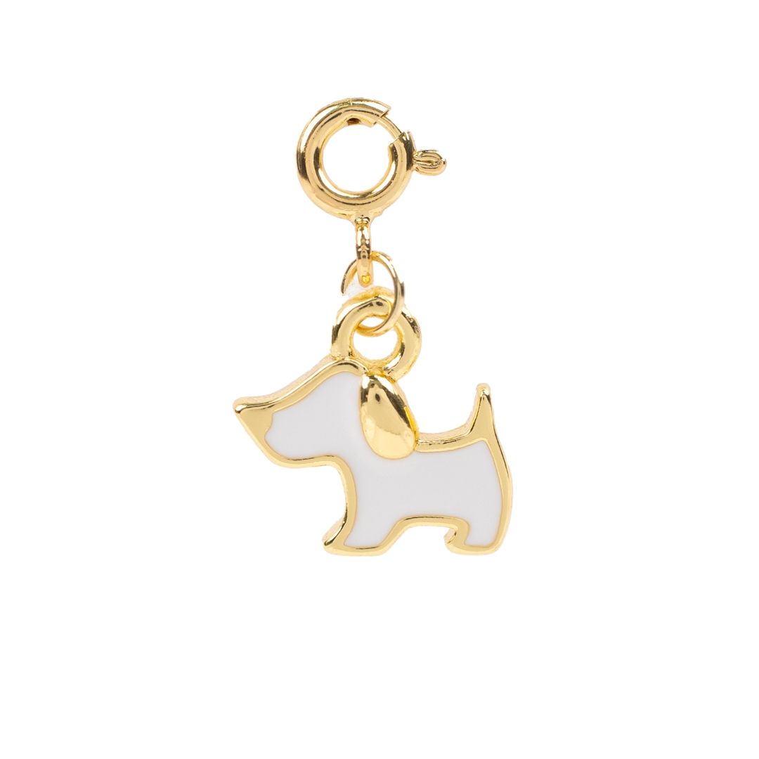 White Enamel Dog Charm