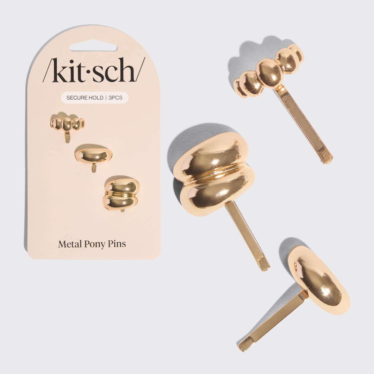 Kitsch - Gold Metal Pony Pins 3 Pc Set