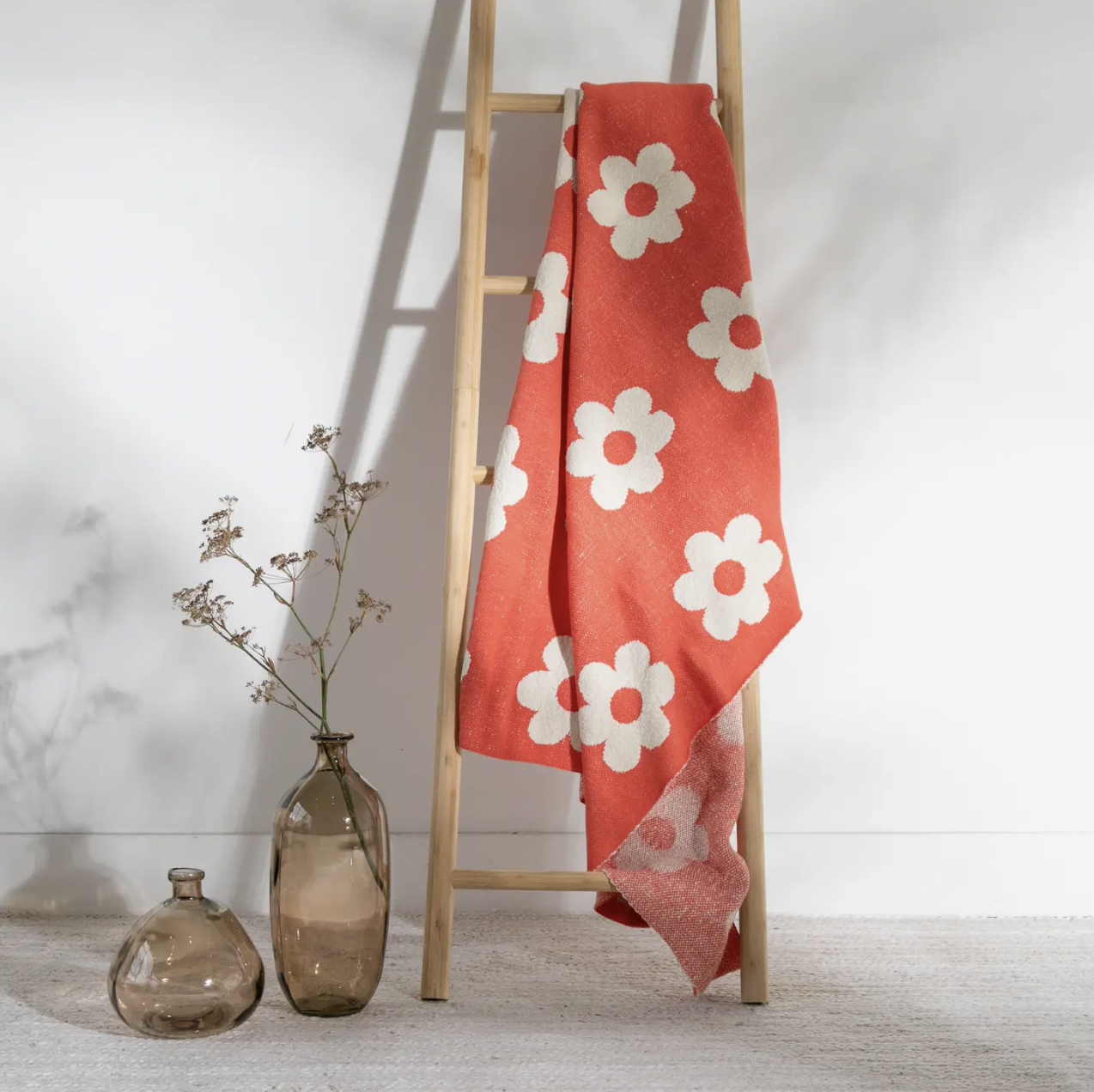 Pink Lemonade Crimson Thick Thin Flower Blanket