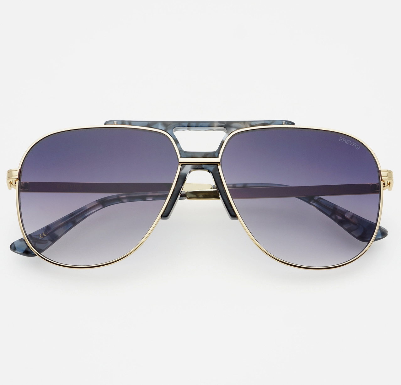 FREYRS Logan Acetate Aviator Unisex Sunglasses in Light Gold/Gray