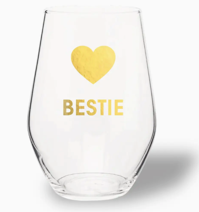 Chez Gagne Bestie - Gold Foil Stemless Wine Glass