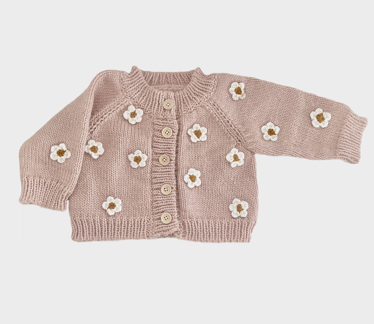 The Blueberry Hill Flower Cardigan in Blush