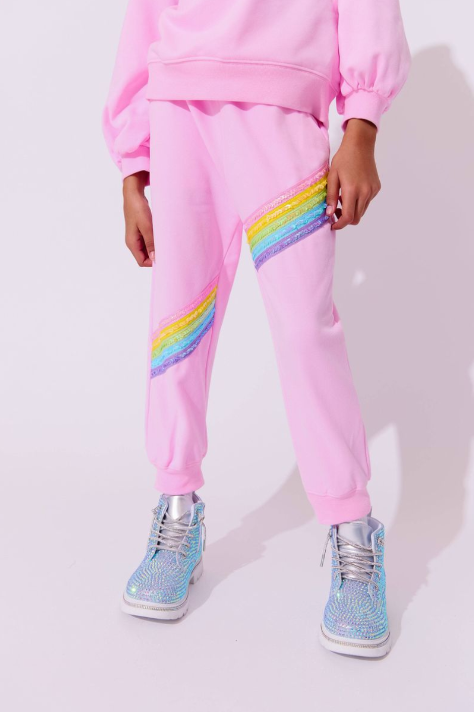 Lola & The Boys Pink Rainbow Stripe Set