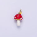 24K Gold Filled Mini Mushroom Enamel Charm