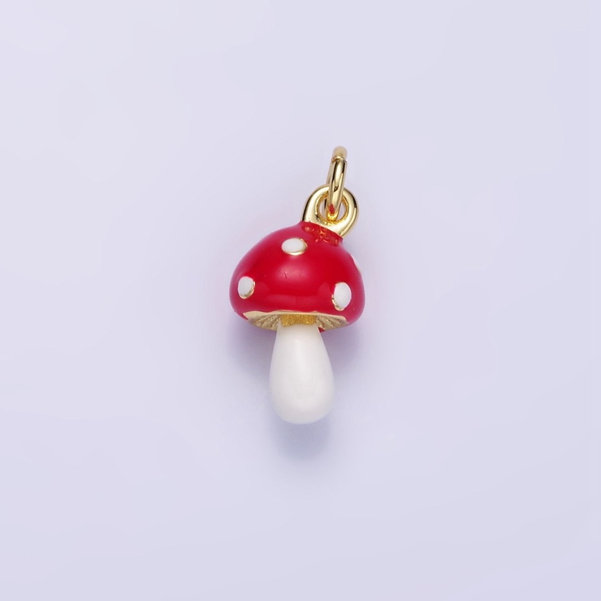 24K Gold Filled Mini Mushroom Enamel Charm