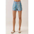 Stripe Contrast Piping Detail Scalloped Shorts