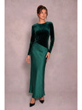 B. Right Apparel Velvet and Satin Paneled Maxi Dress