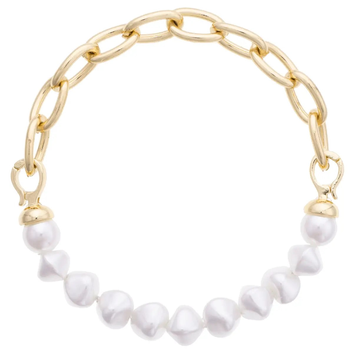 Canvas Style Seraphina Half Linked Pearl Bracelet in Ivory