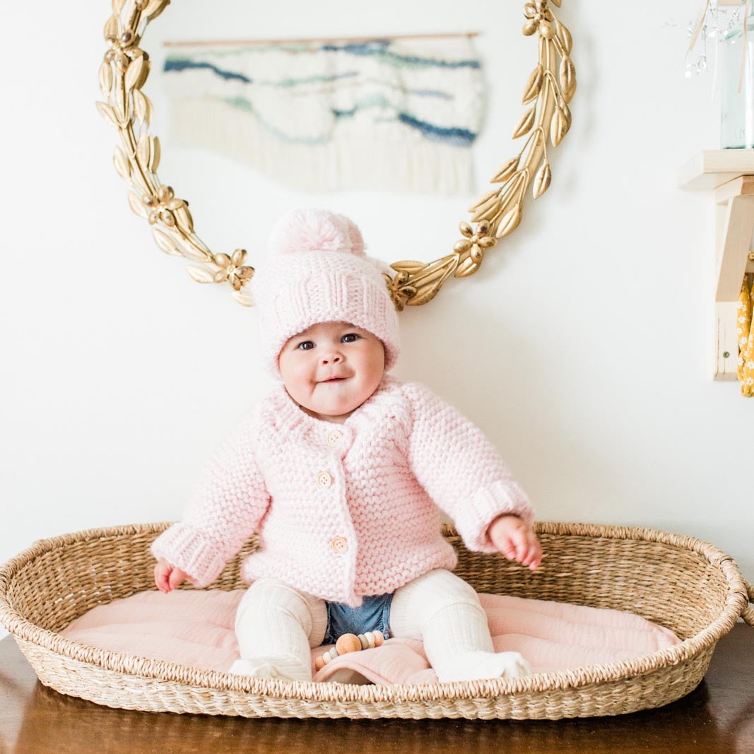 Huggalugs Blush Pink Garter Stitch Cardigan Sweater Baby & Toddler