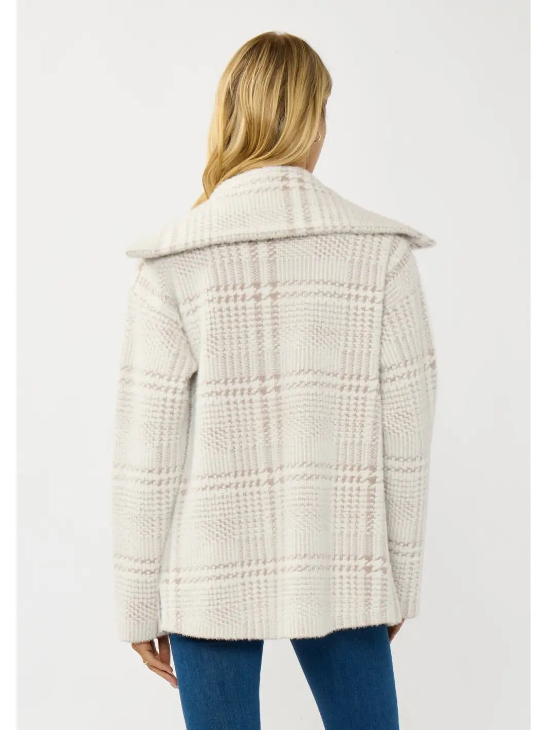 Lovestitch Plaid Button-Up Sweater Jacket