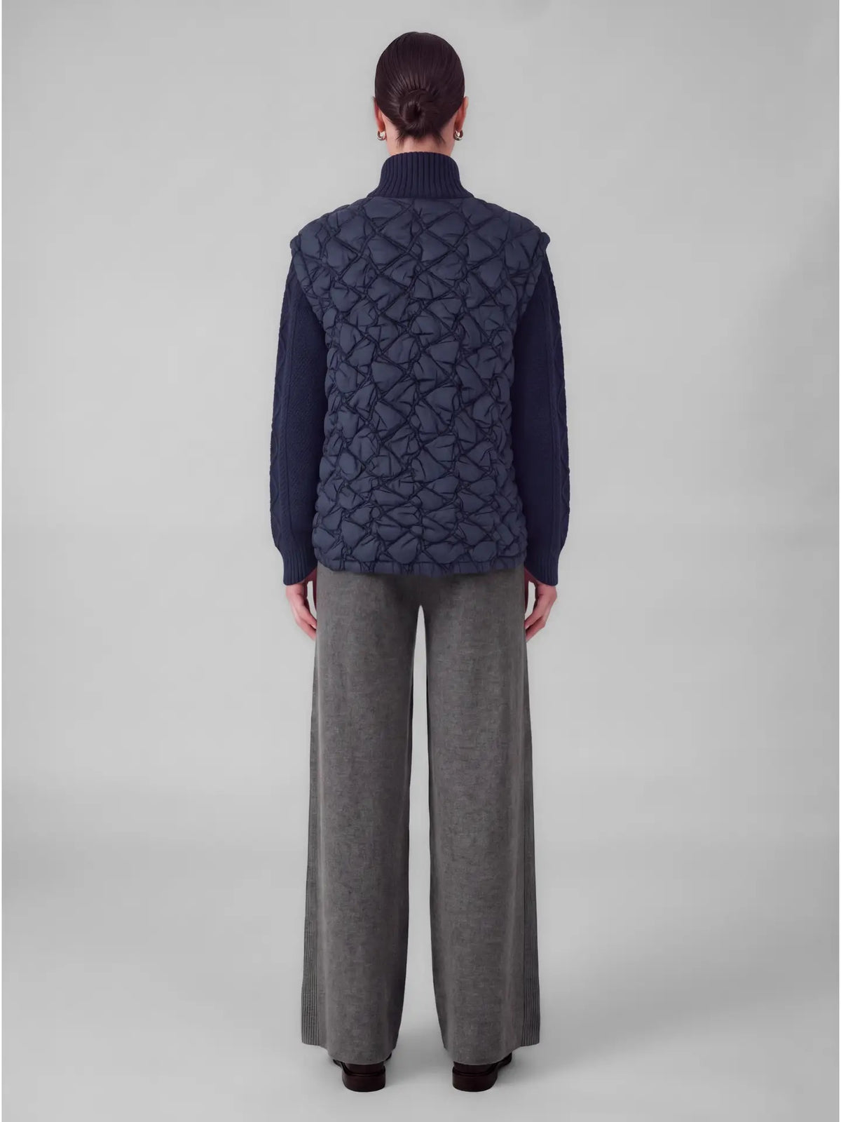 Current Air Quilted Sweater Mixed Media Jacket