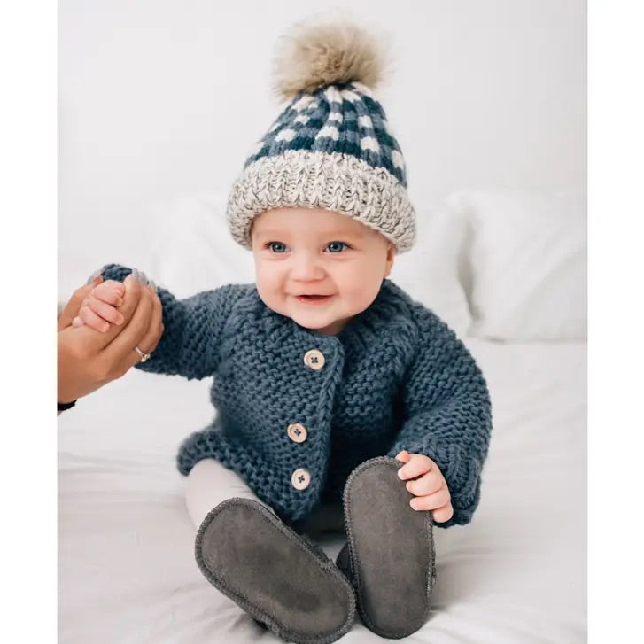 Huggalugs Slate Blue Garter Stitch Cardigan Sweater Baby & Toddler