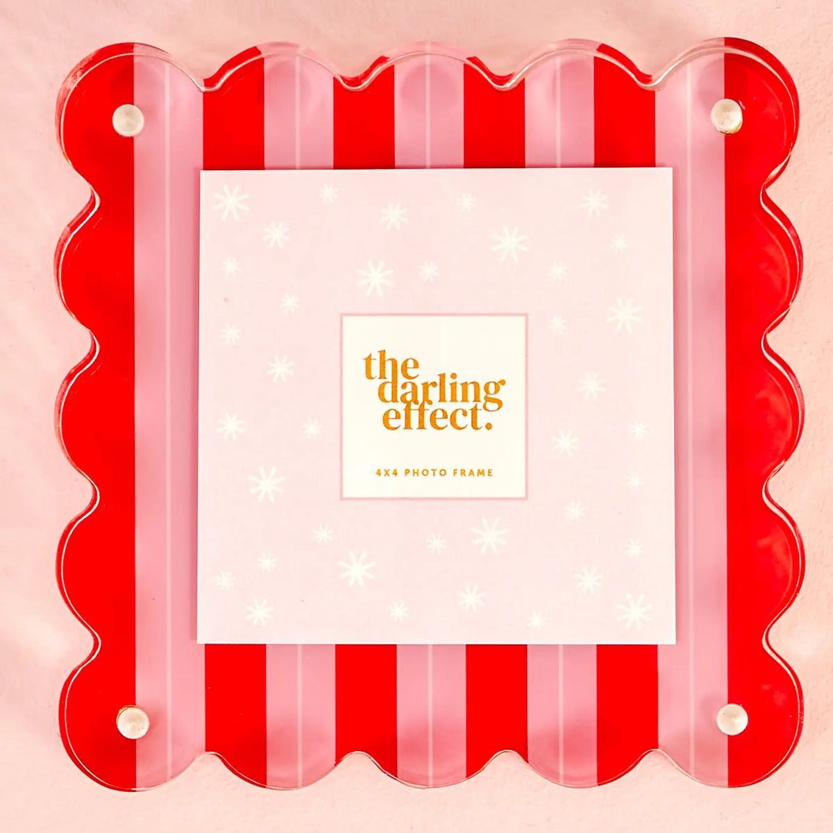 The Darling Effect Square Scalloped Acrylic Picture Frame-Peppermint Stripes